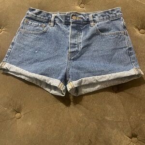 Forever 21 Blue Jean Shorts High-Waisted Frayed